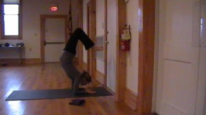 Ashleigh doing scorpion pose; approx 6 months pregnant (2/5/11)