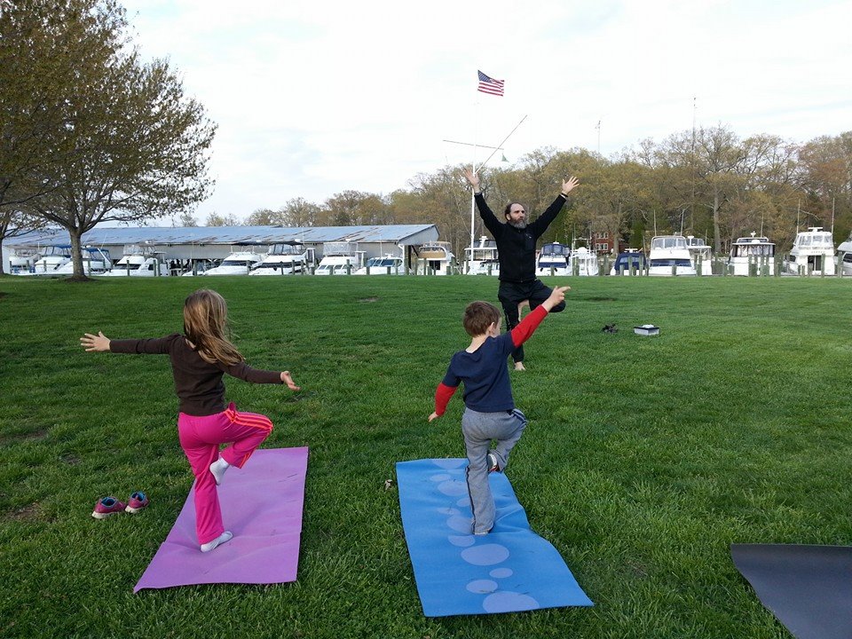 Kids at outdoor yoga